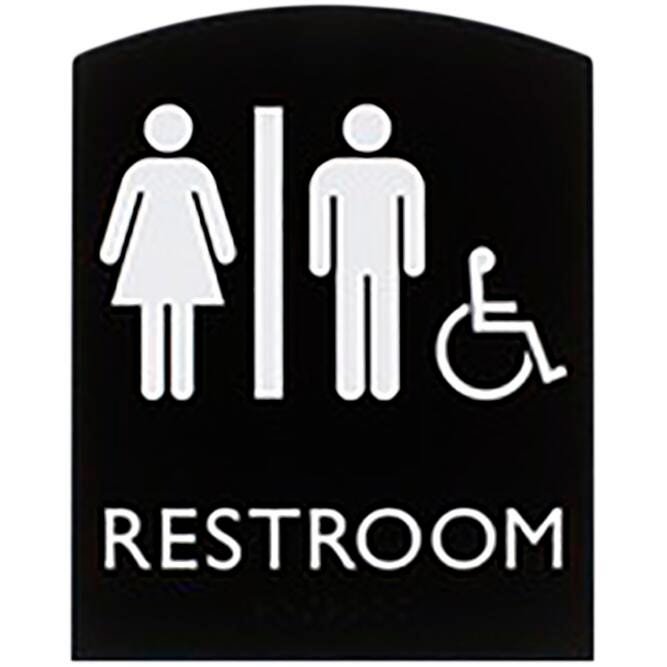 Lorell Unisex Restroom Sign, 8-1/2 x 7 Inches, Light Gray, Item Number 2026049